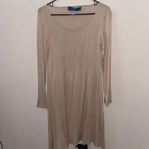 Long-sleeve tan dress